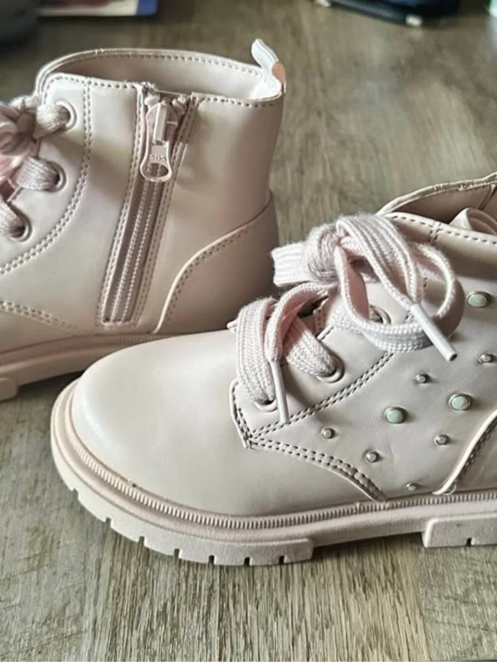 Toddler Girls' Pink Combat Boots Size 10